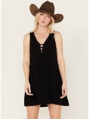 Idyllwind Black Sleeveless V-Neck Mini Dress